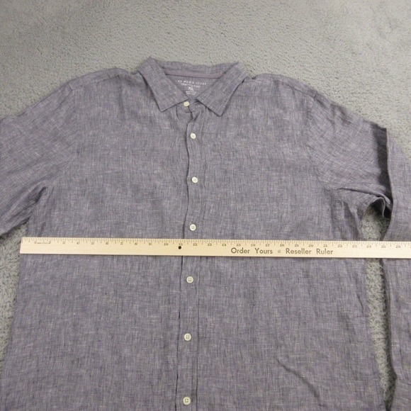 Bloomingdales Mens 100% Linen Button Down Shirt size XL Long Sleeve‎ Blue - Picture 5 of 7